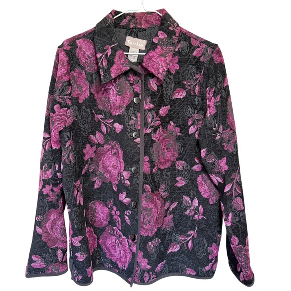 TanJay Jackets & Blazers - Vintage Womens Romantic Floral Textured Blazer Jacket Size 12 Career Business